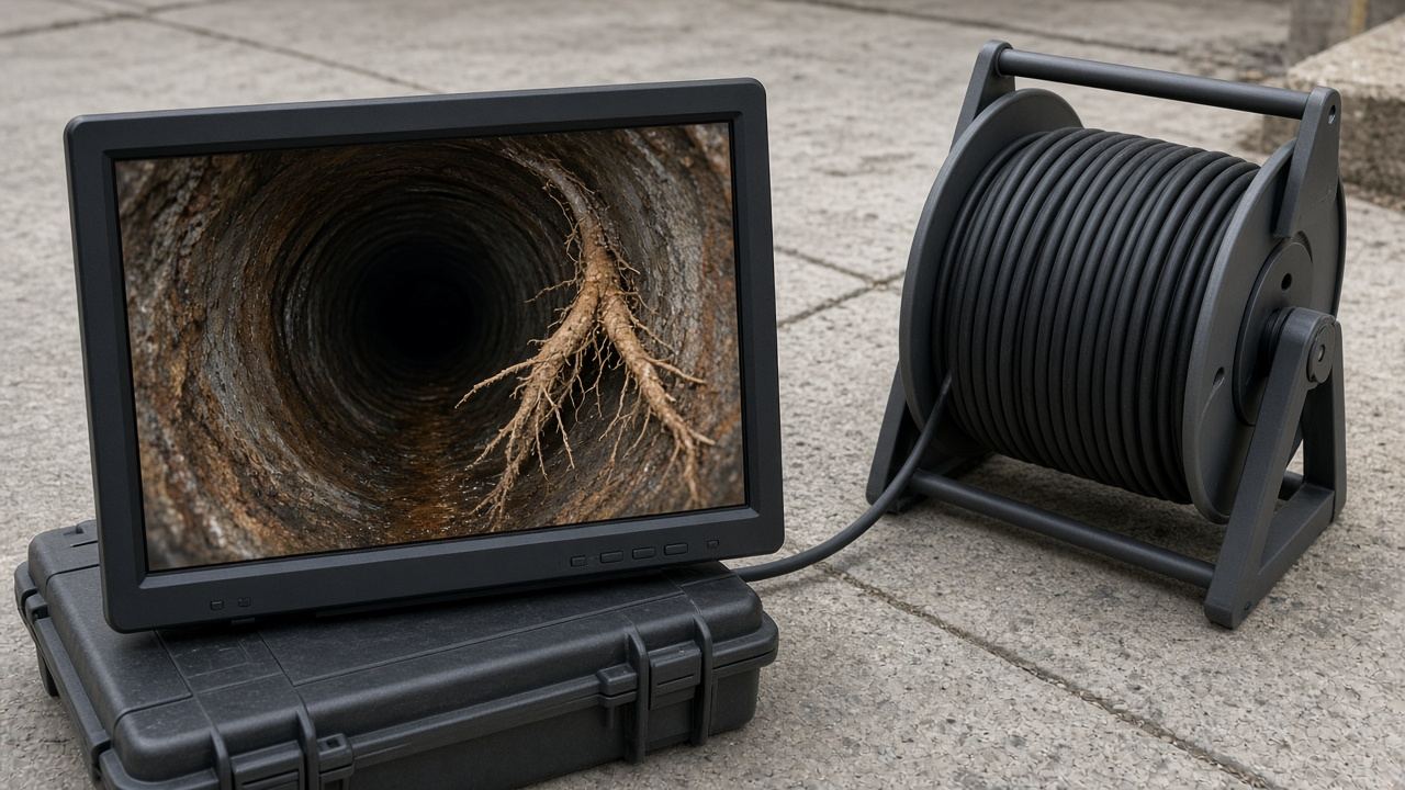 Illustration: camera inspection on a residential sewer line