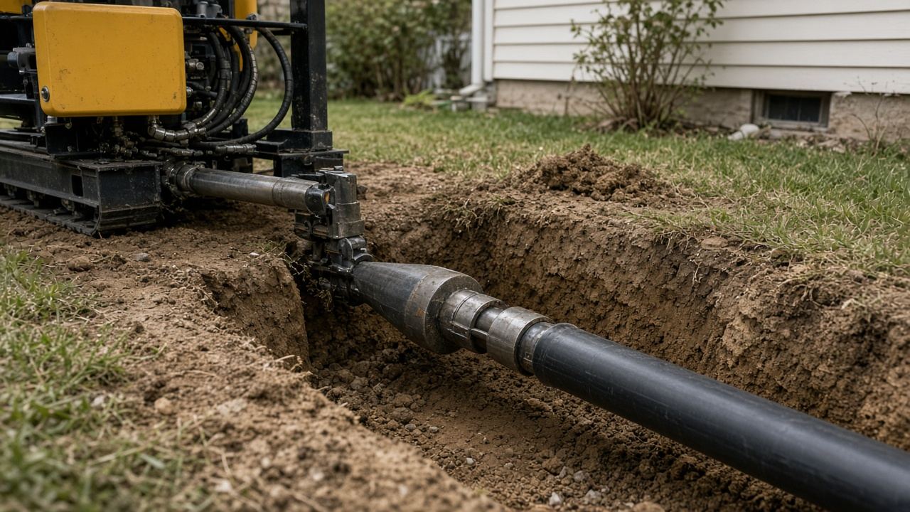 Illustration: pipe bursting on a residential sewer line