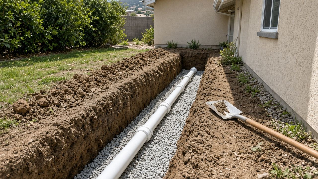 Illustration: sewer line replacement on a residential sewer line